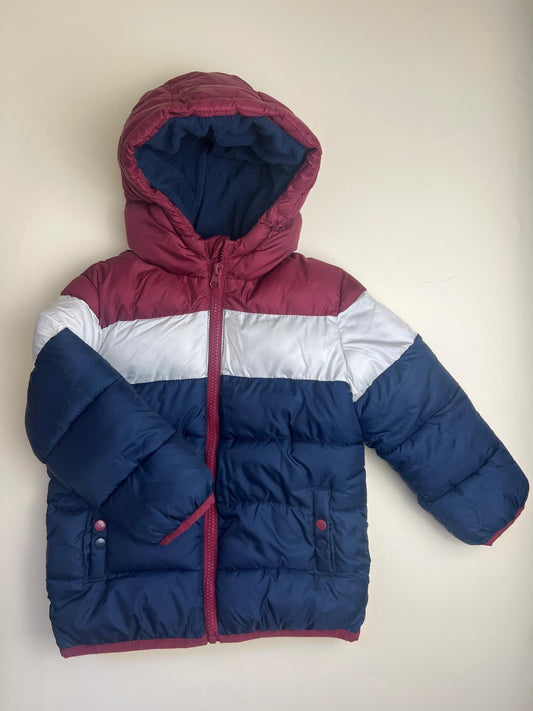Piumino Bambino Tricolore con Cappuccio