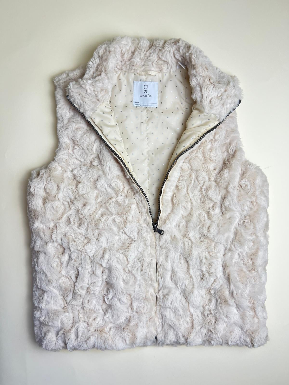 Gilet in finta pelliccia color crema per bambini