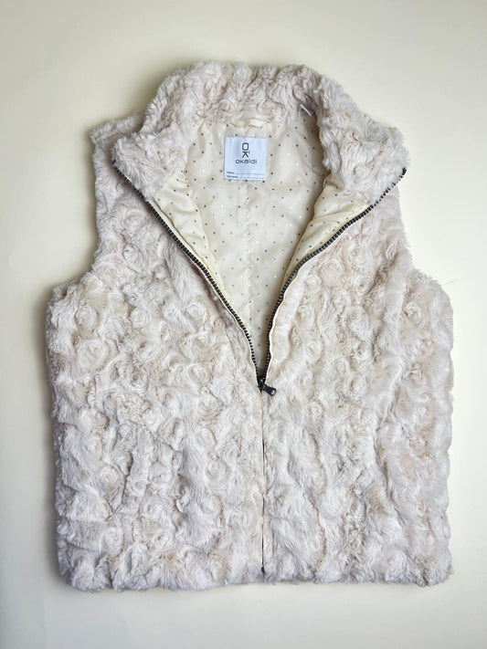 Gilet in finta pelliccia color crema per bambini