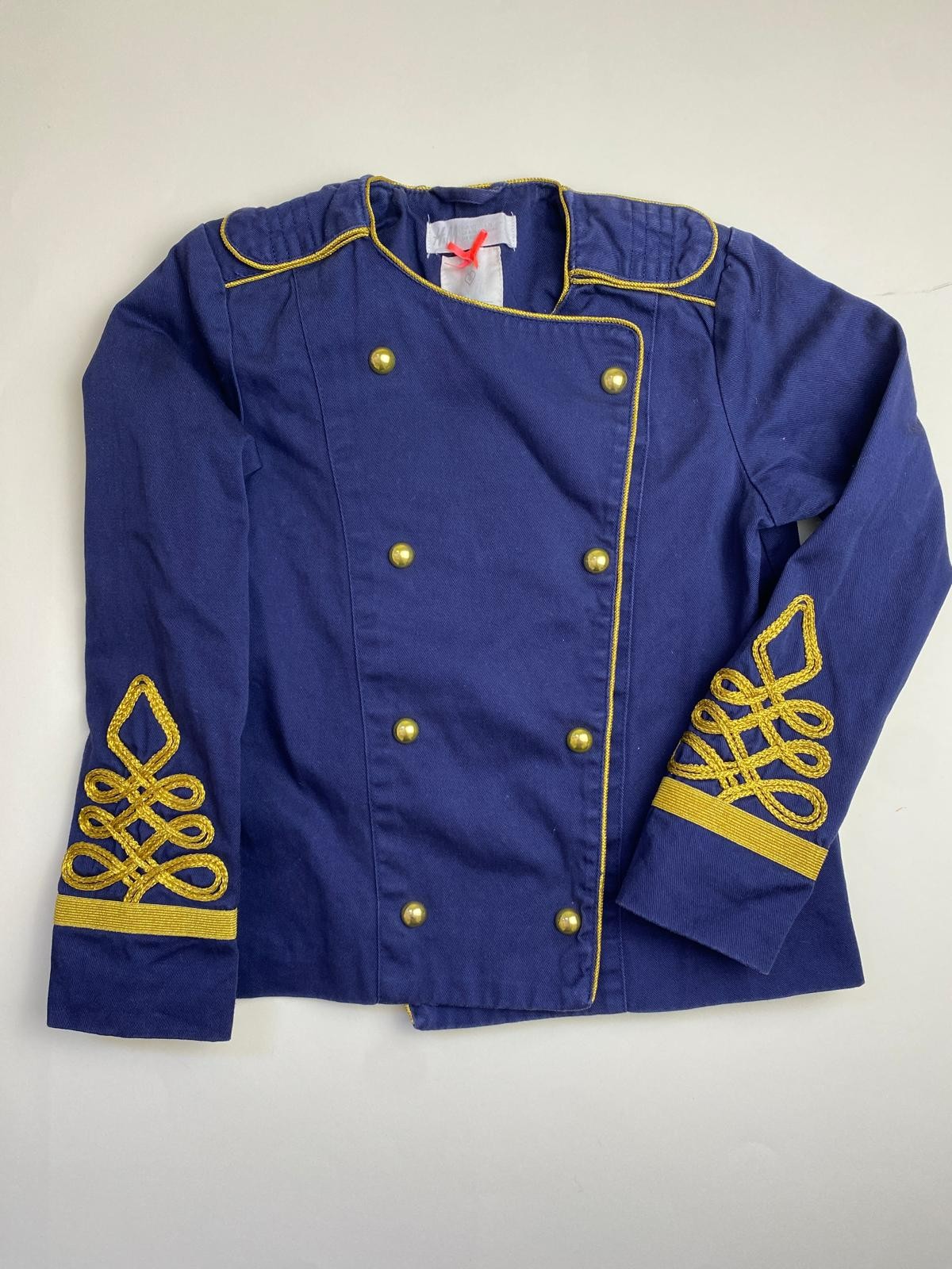 Giacca stile militare blu navy con bottoni e ricami dorati