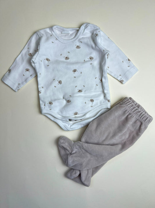 Set Body e Pantalone con Piedini per Neonato Orsetti
