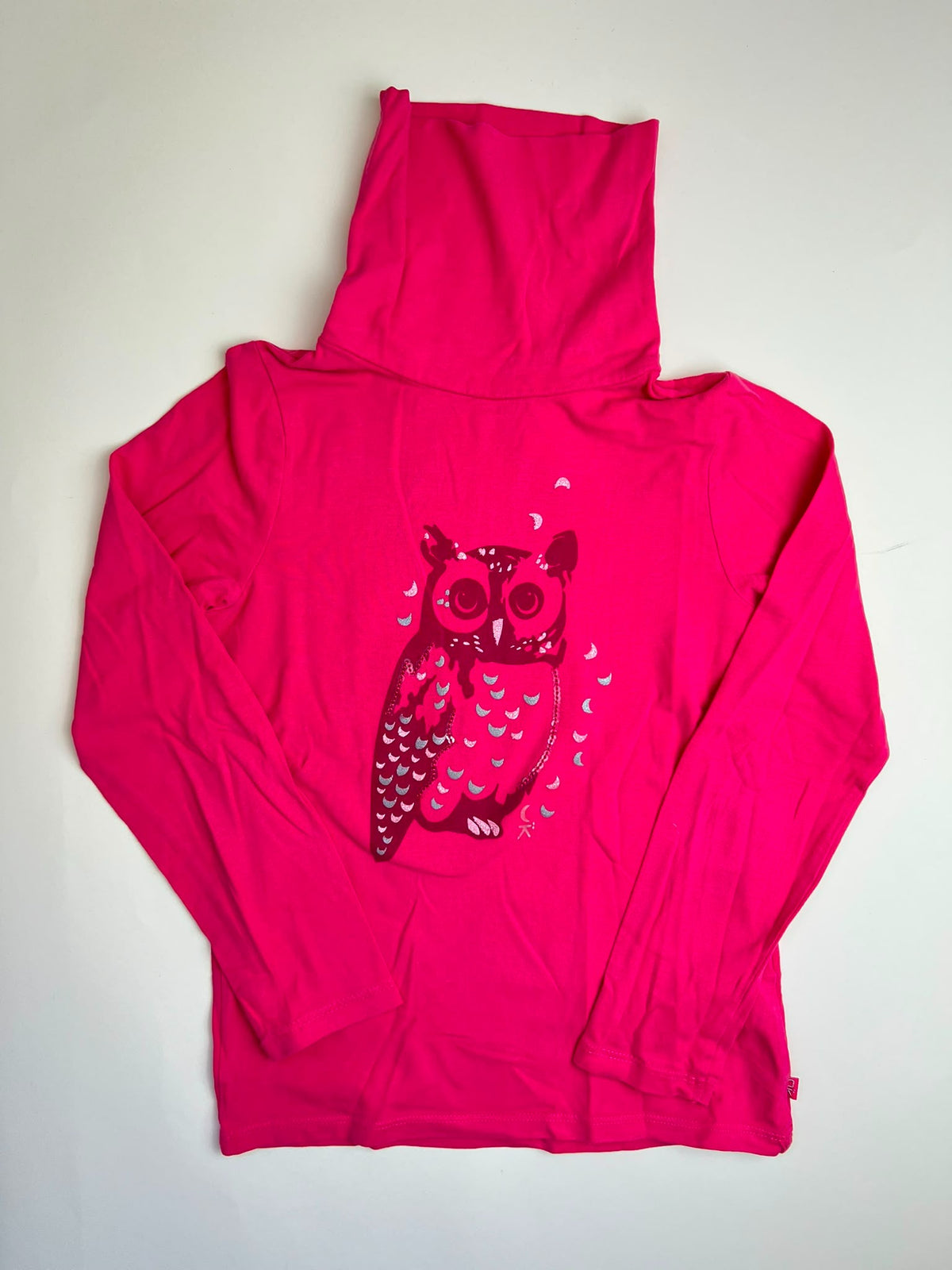 Maglia a maniche lunghe fucsia con stampa gufo