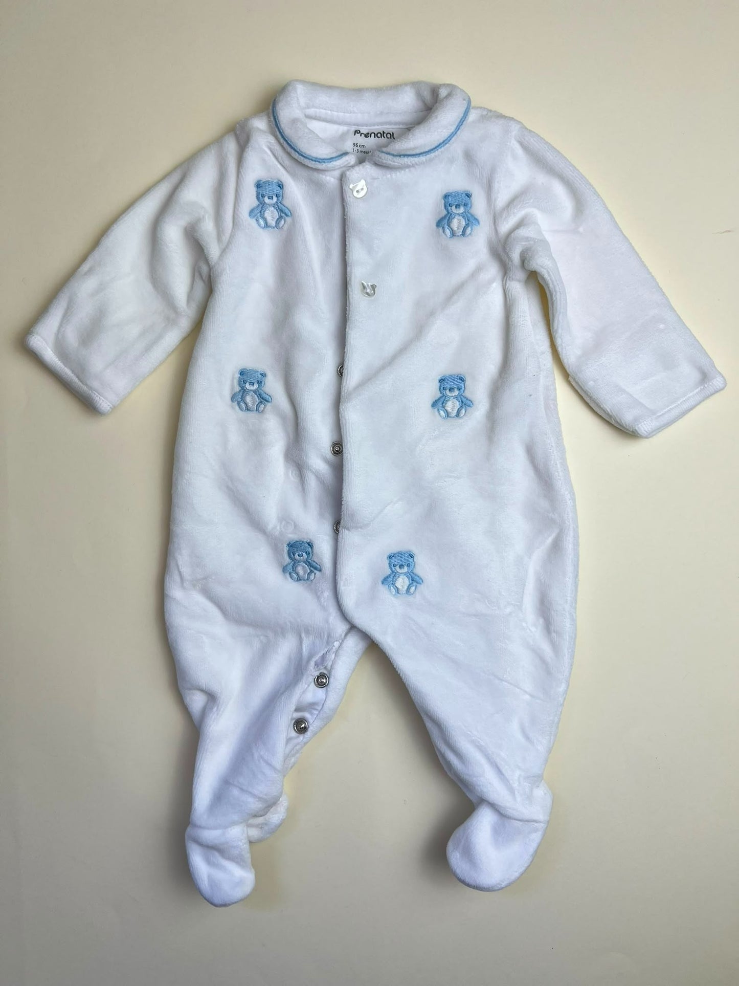 Tutina neonato in ciniglia bianca con orsetti Prenatal
