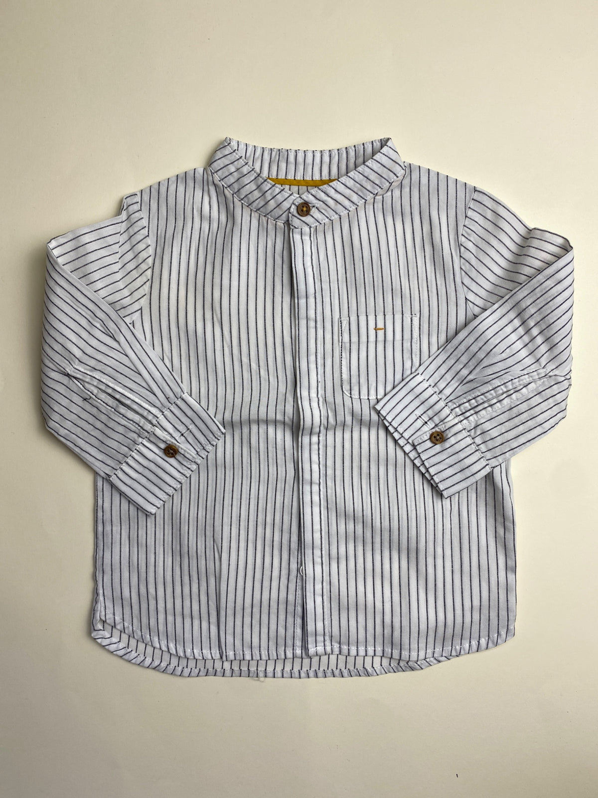 Camicia a righe per bambino con colletto alla coreana