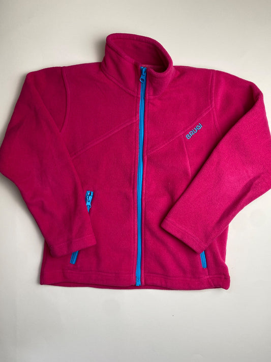 Felpa in pile Brugi fucsia con cerniere blu