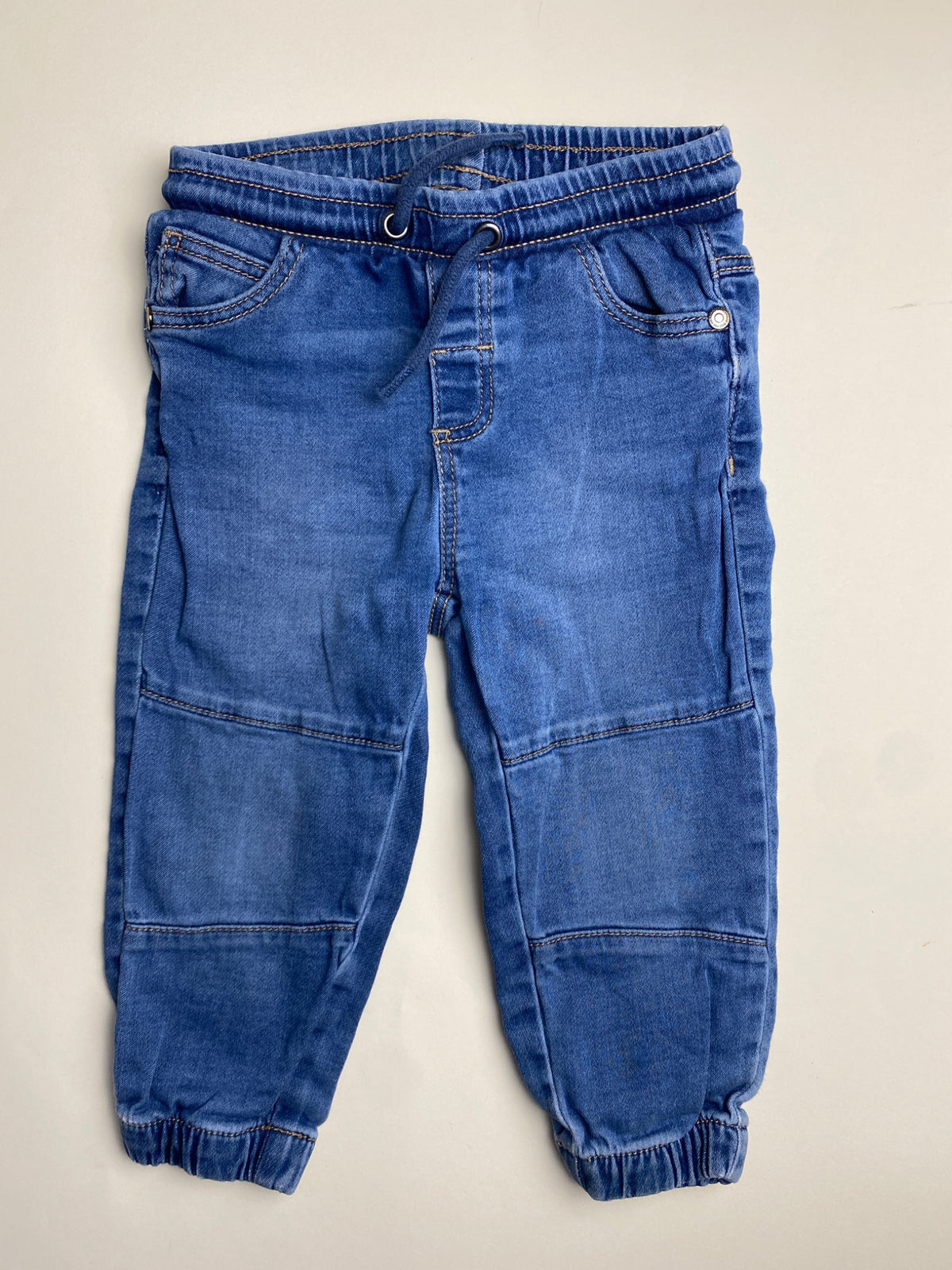 Jeans Jogger Bambino in Denim Blu con Elastico in Vita