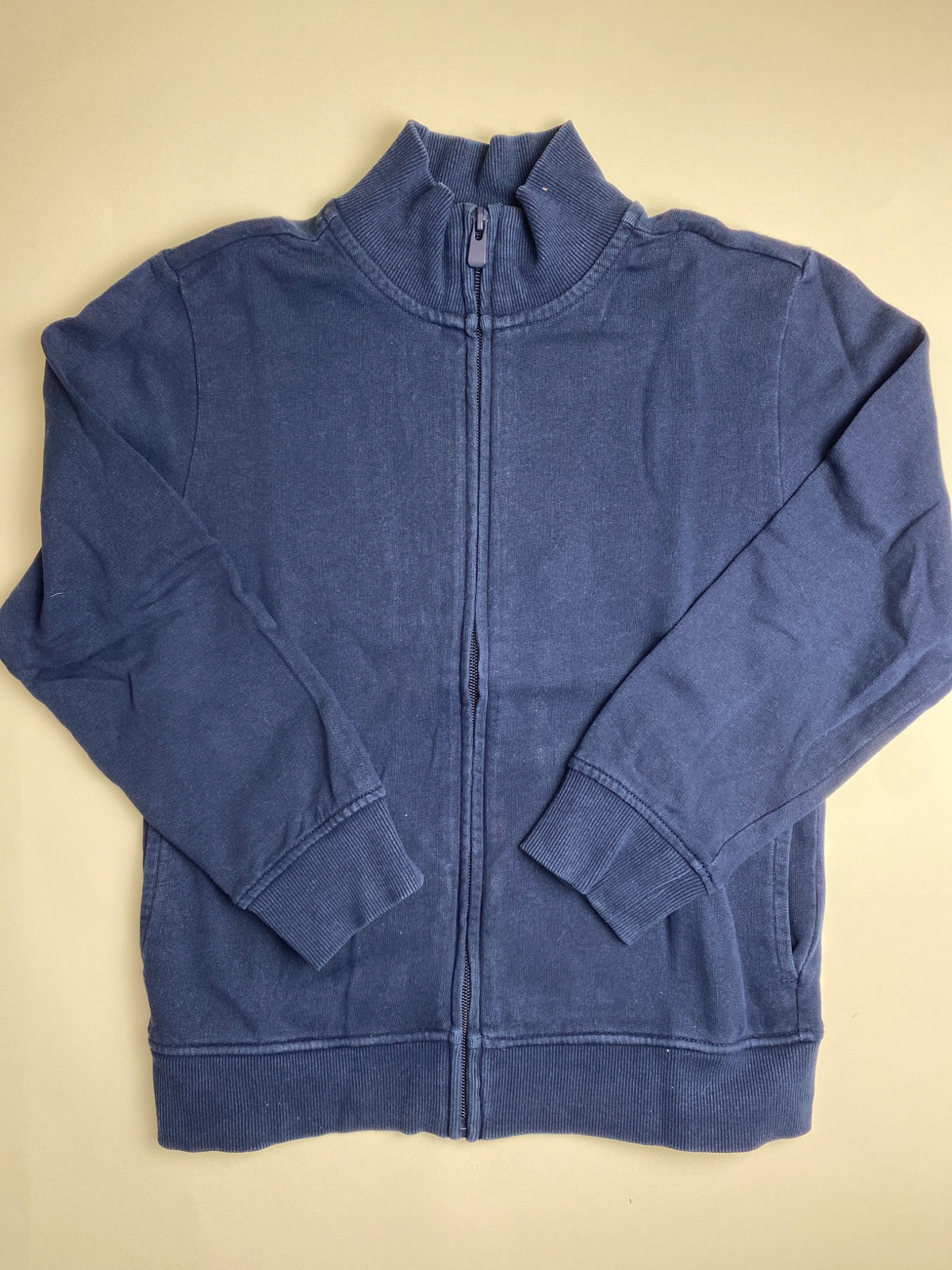 Felpa Blu Navy con Cerniera Intera e Collo Alto