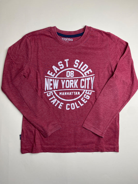 Maglietta a maniche lunghe rossa con stampa New York City