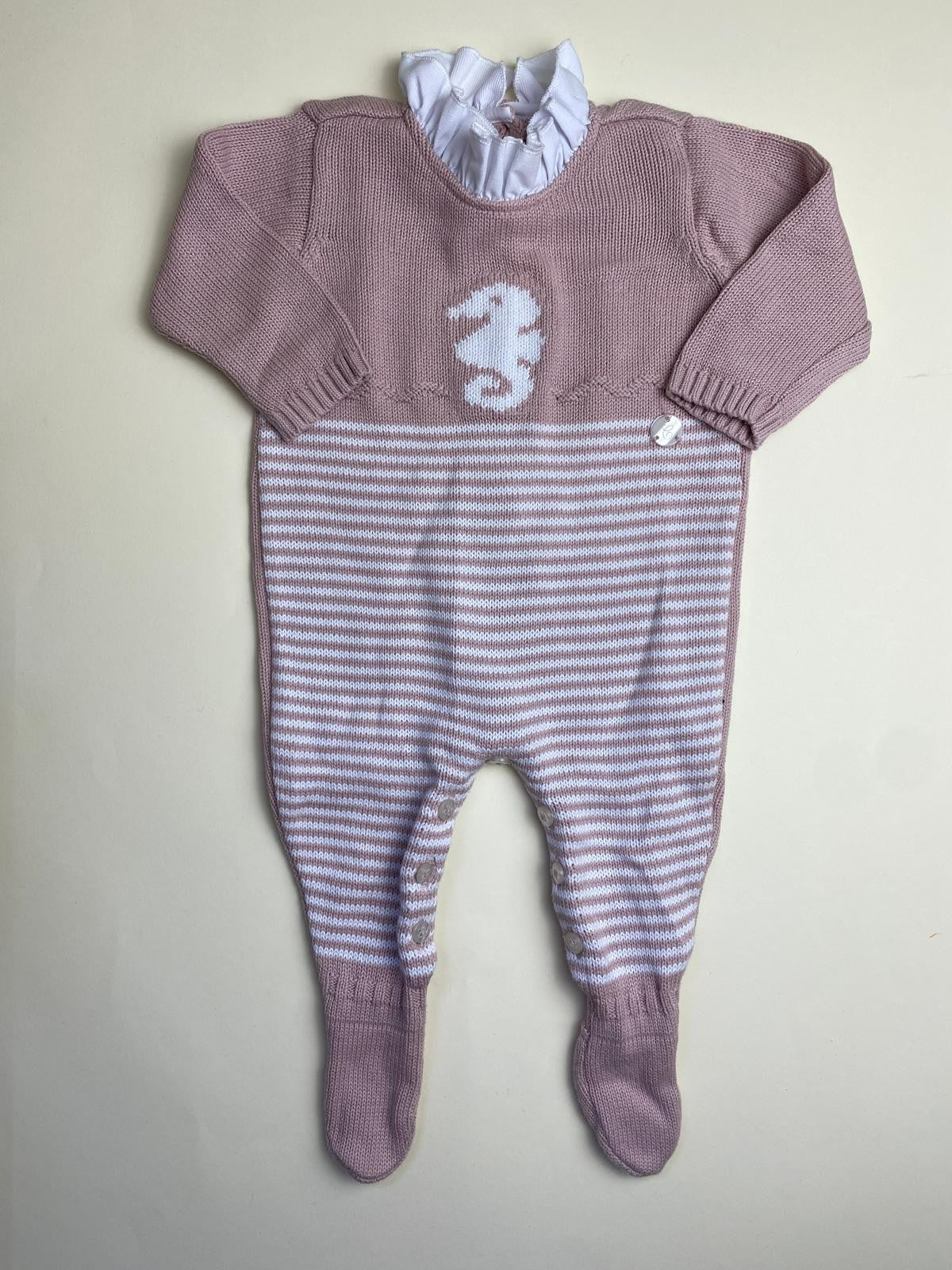 Tutina Neonato in Maglia con Cavalluccio Marino