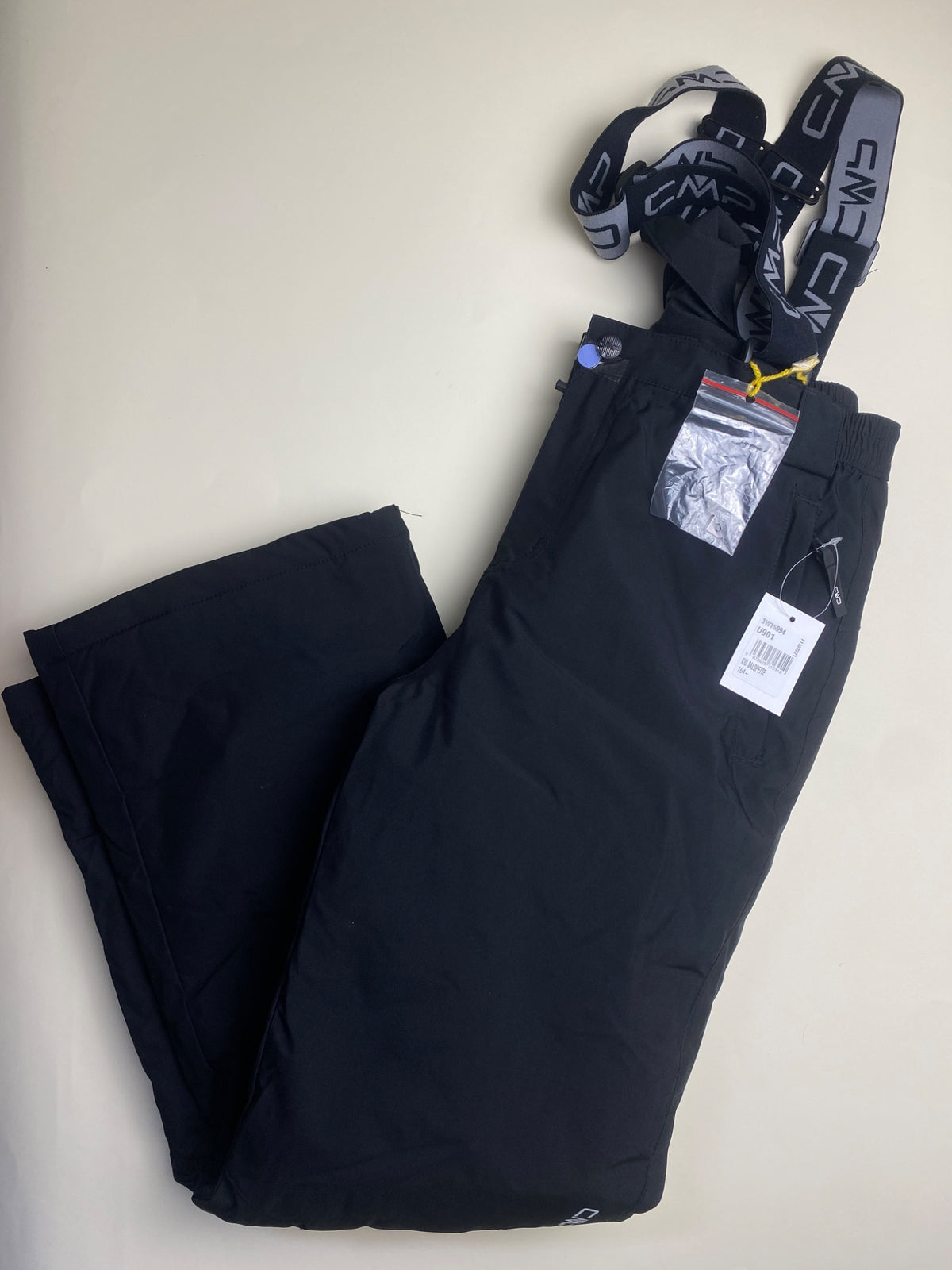 Pantaloni da sci CMP neri con bretelle - manca un bottone su due (si chiude) con bottone ricambio