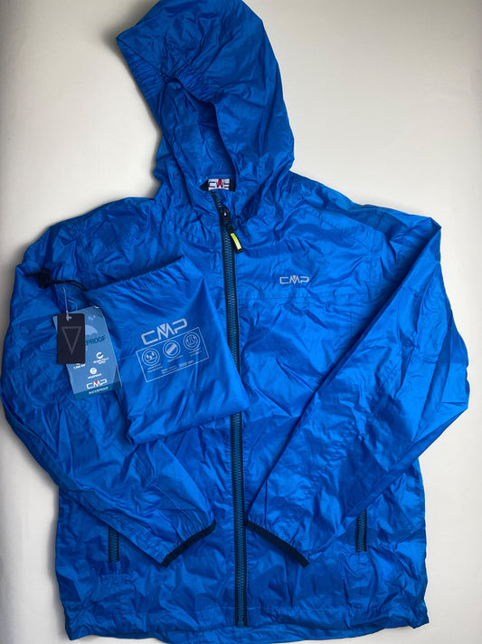 Giacca Antipioggia CMP Blu con Cappuccio e Sacca Pieghevole