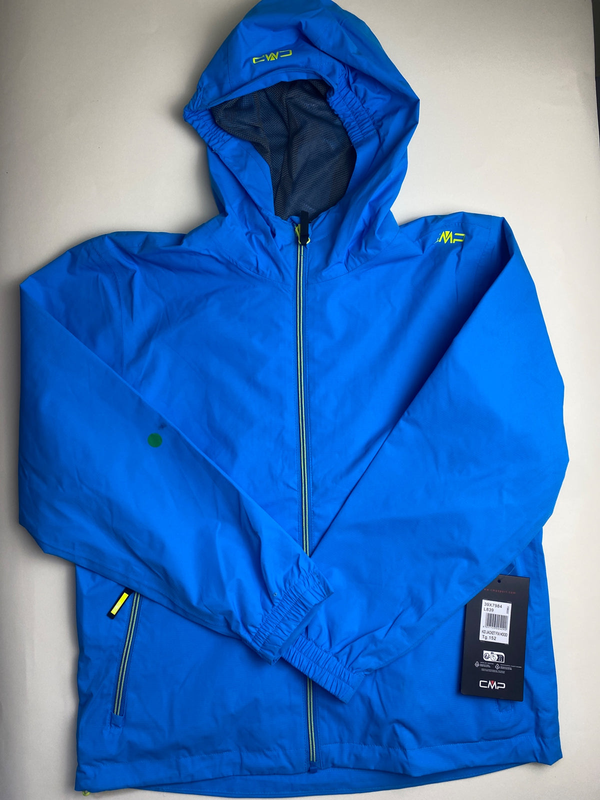 Giacca a vento CMP con cappuccio blu - difetto su manica 