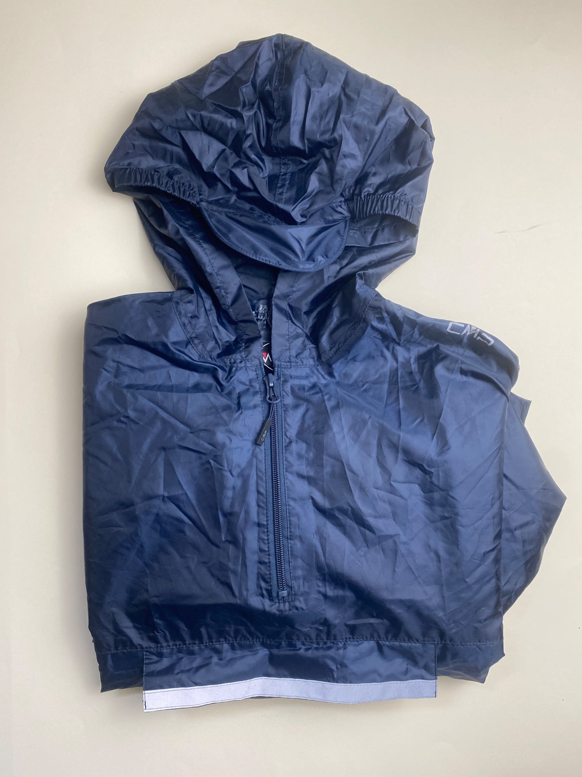 Mantella CMP blu scuro con cappuccio e mezza zip