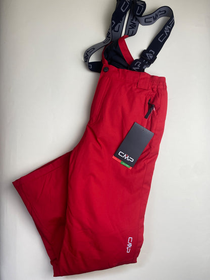 Pantaloni da sci CMP rossi con bretelle - piccolo difetto
