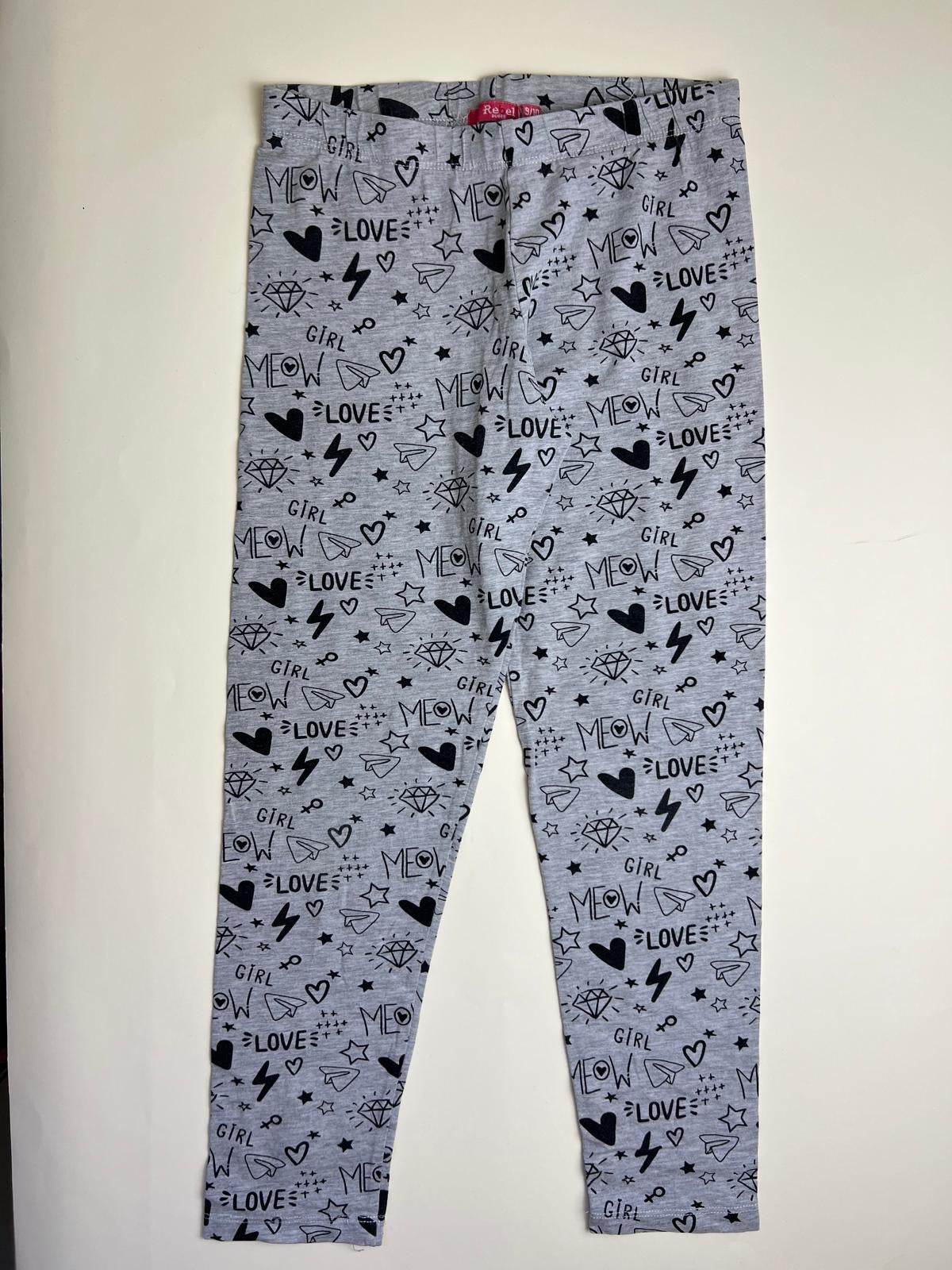 Leggings grigi con stampa fantasia per bambina