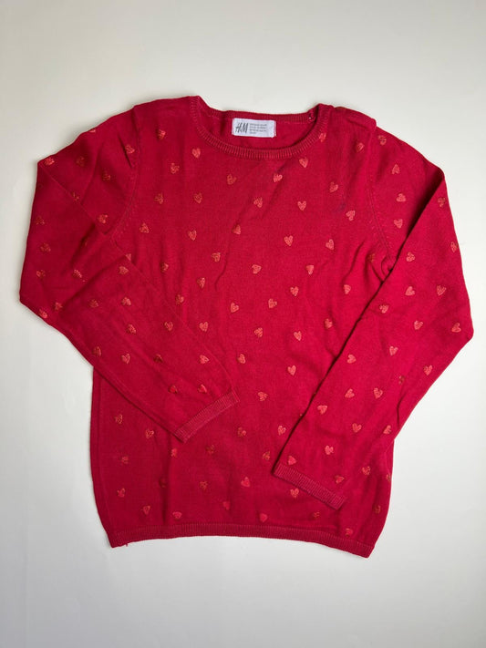 Maglione rosso H&M con fantasia a cuori