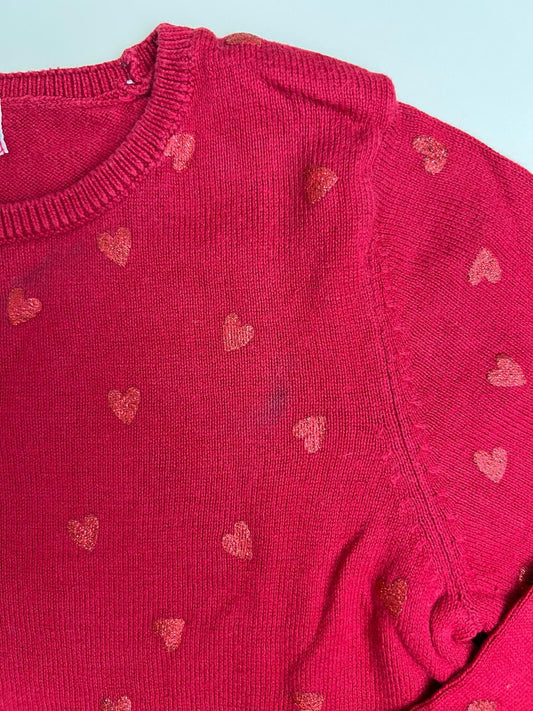 Maglione rosso H&M con fantasia a cuori