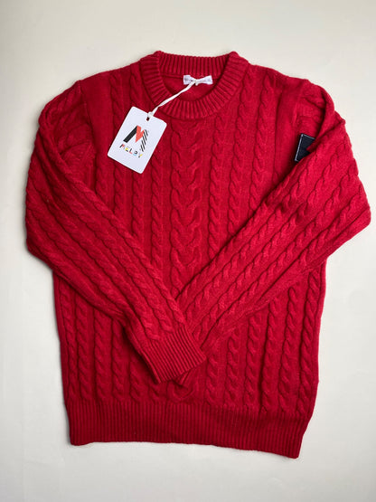 Maglione rosso a trecce Melby