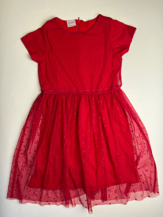 Vestito rosso bambina con tulle e stelle