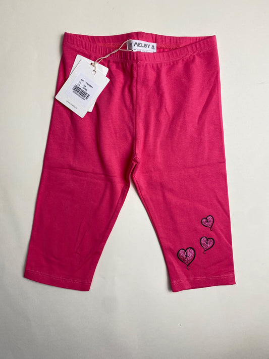 Leggings Capri Bambina Melby Rosa con Cuori Glitter