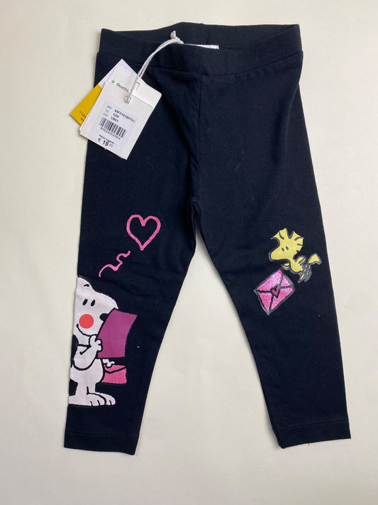 Leggings Neri Bambina Snoopy e Woodstock