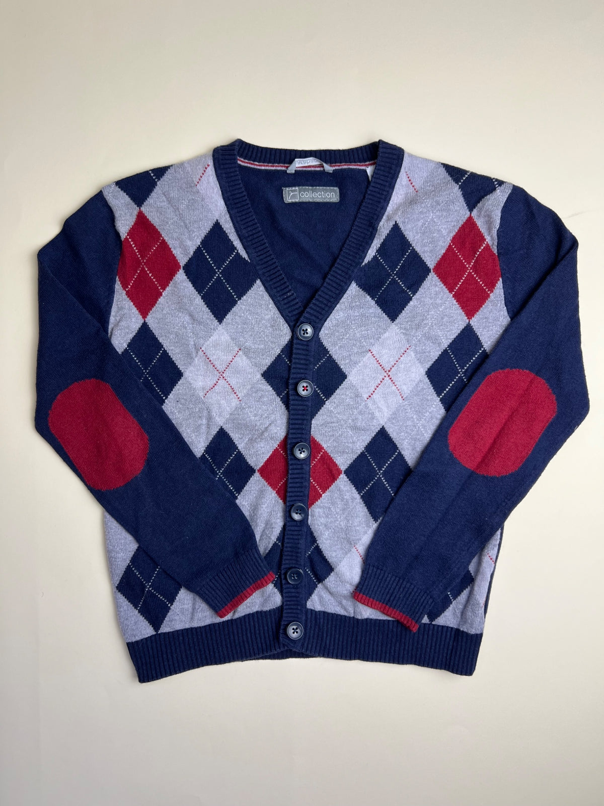 Cardigan Argyle con Gomitiere