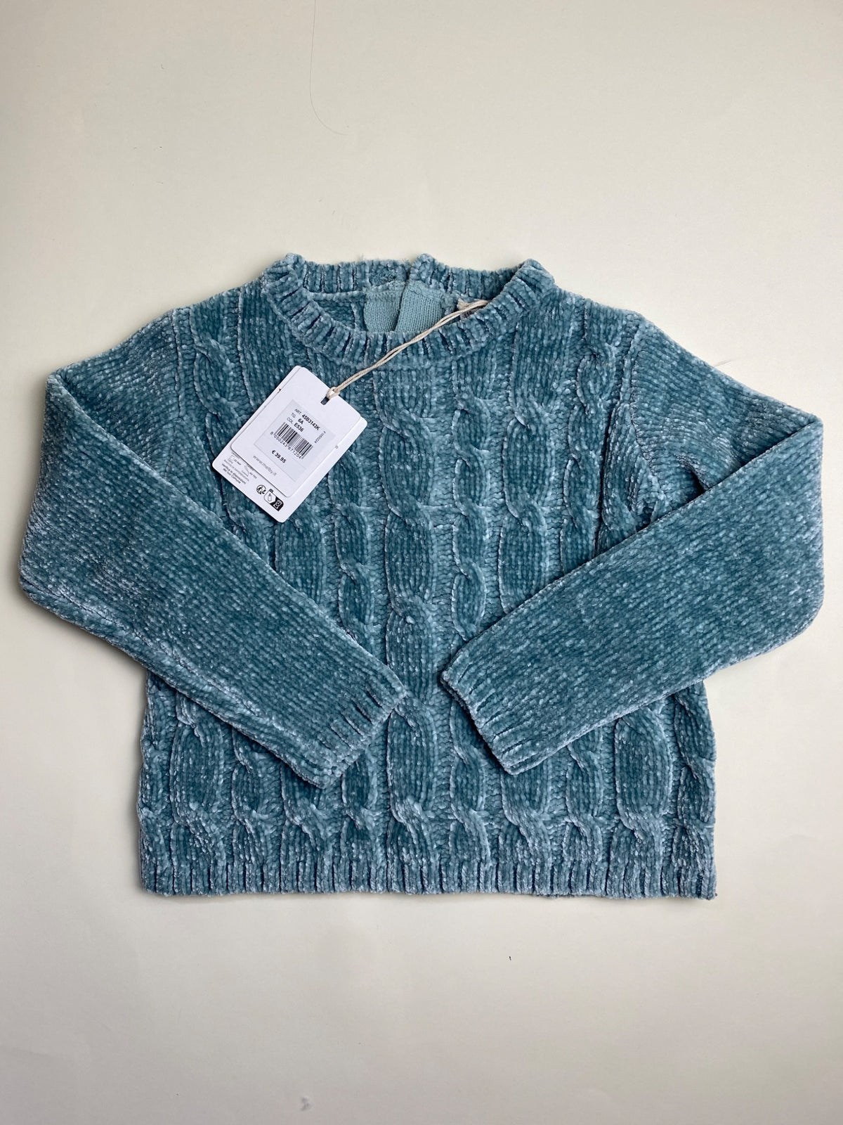 Maglione bambina in ciniglia con motivo a trecce - manca un bottone