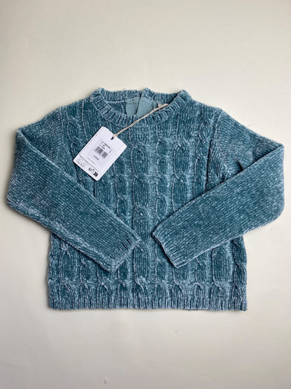 Maglione bambina in ciniglia con motivo a trecce - manca un bottone