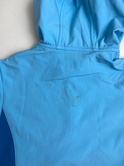 Giacca Softshell CMP con Cappuccio Azzurra - macchia lavabile su schiena 