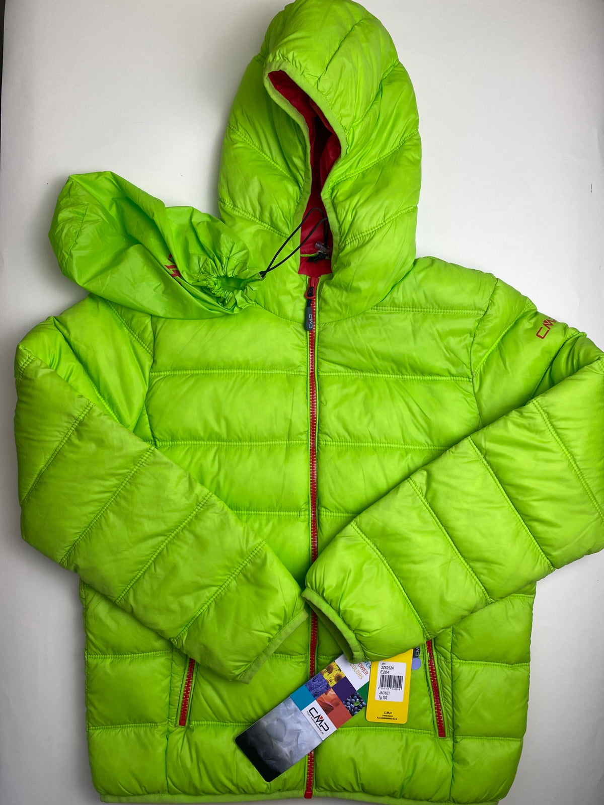 Piumino leggero CMP con Cappuccio Verde Lime