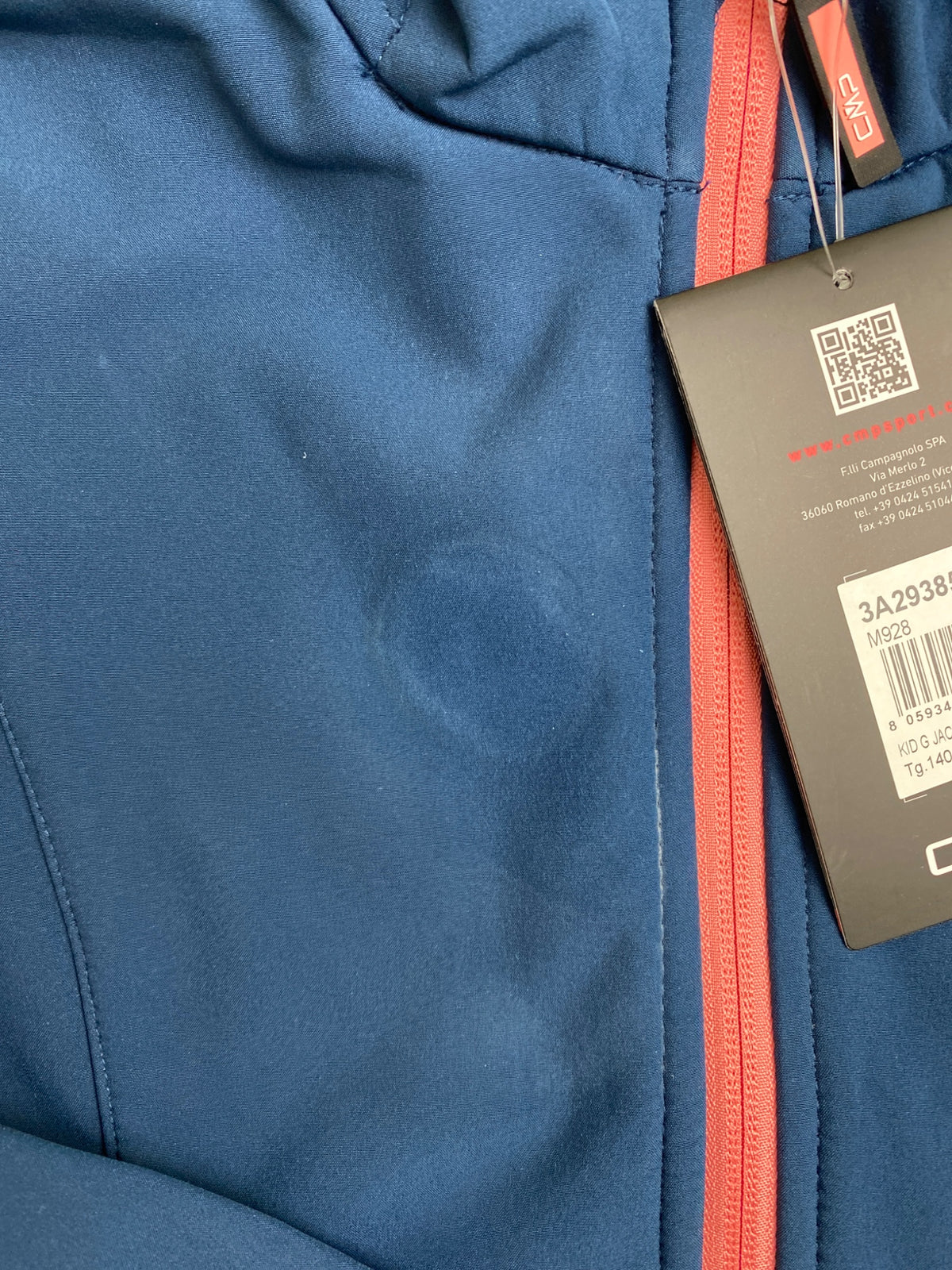 Giacca Softshell CMP con Cappuccio Blu e Dettagli Rosa - macchia davanti