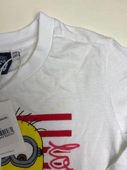 T-shirt Bambino Minions Cattivissimo Me Maniche Lunghe Bianca - macchia lavabile davanti