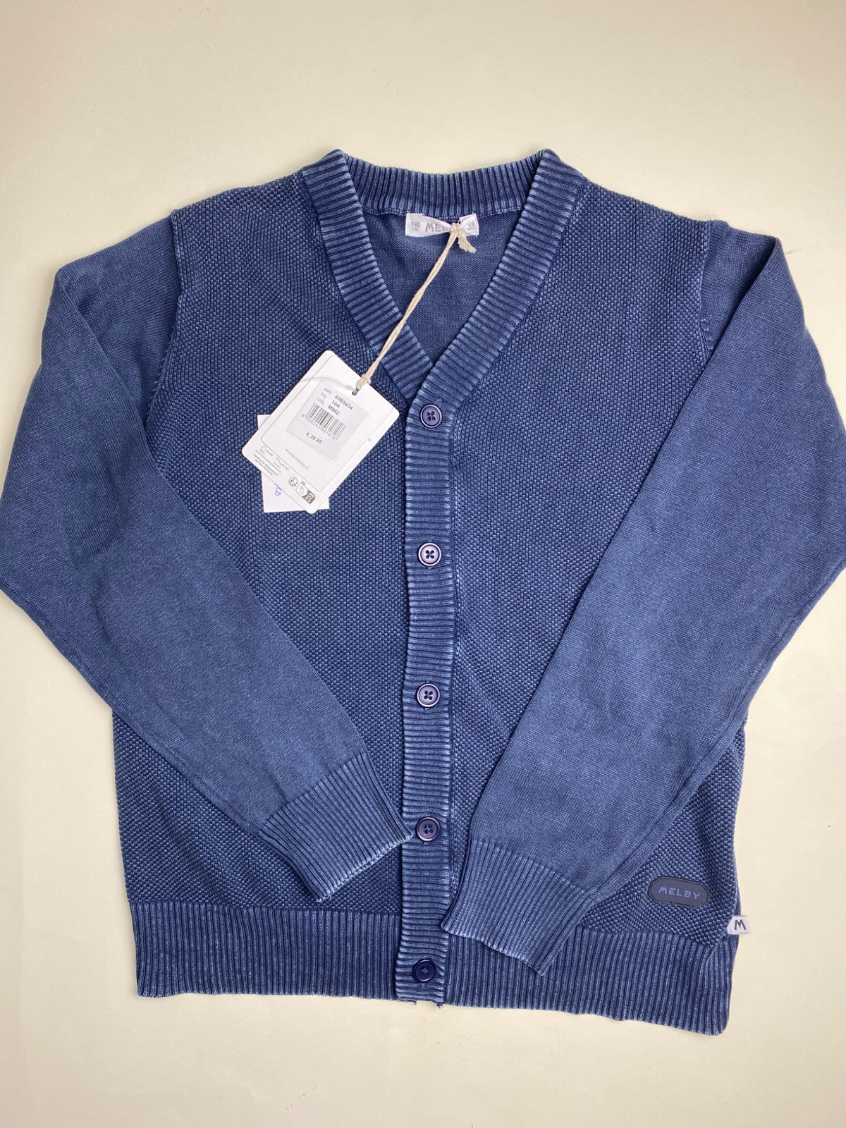 Cardigan Melby blu in- difetto produzione su retro manica