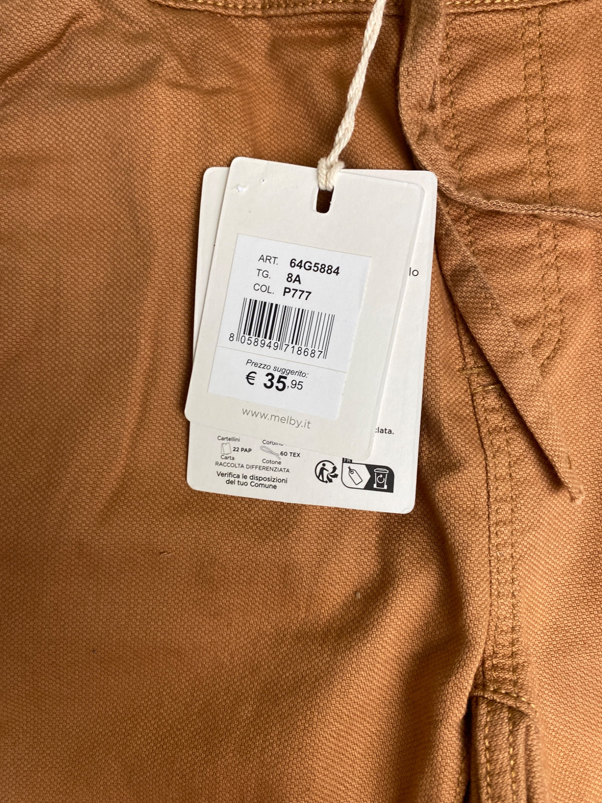 Pantaloni casual marroni con elastico in vita - difetto di produzione su gambe poco visibile