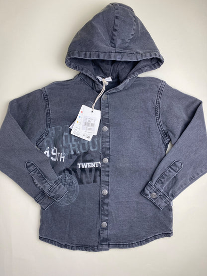 Camicia con cappuccio in denim lavato - manca bottone (presente uno di scorta)