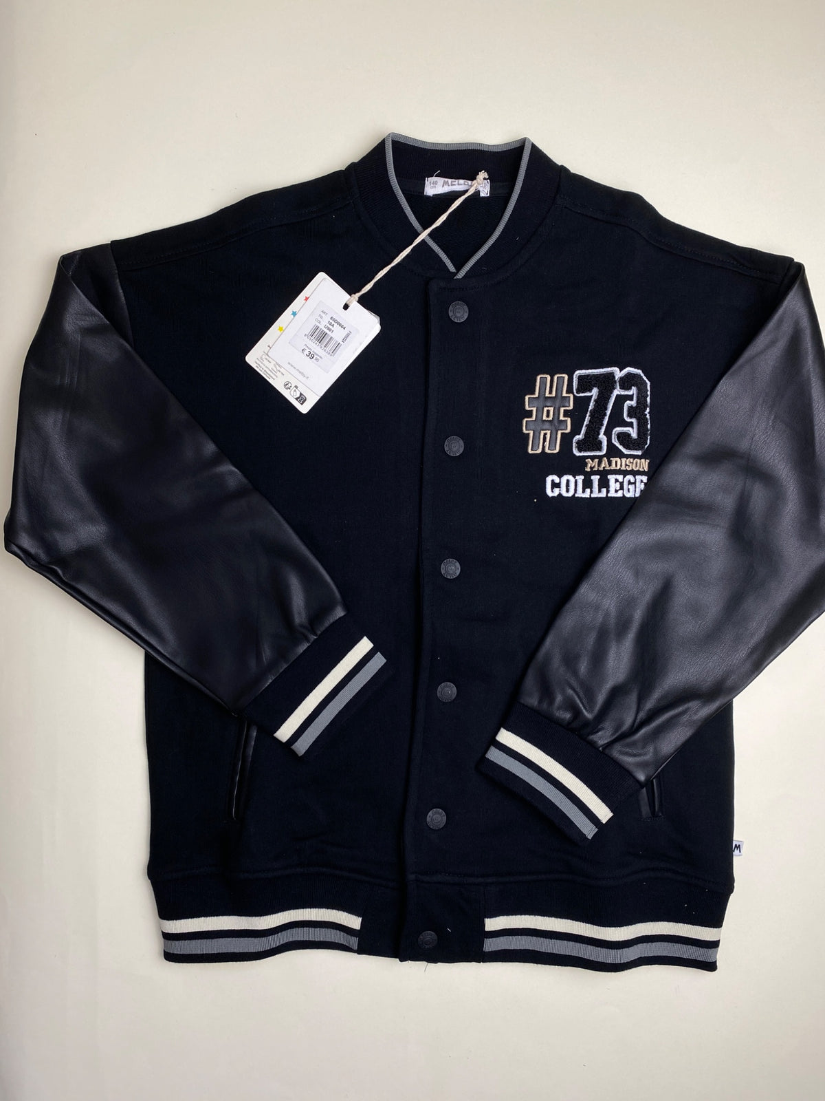 Felpa Bomber Varsity maniche in Similpelle - manca l’ultimo Bottone