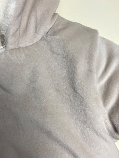 Giacca con cappuccio per neonato/a con orsetto e fodera in pelliccia sintetica - piccole macchie 