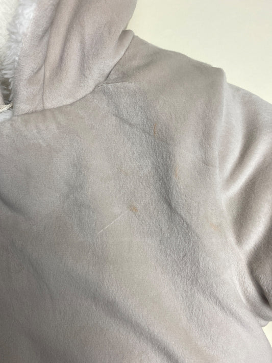 Giacca con cappuccio per neonato/a con orsetto e fodera in pelliccia sintetica - piccole macchie 