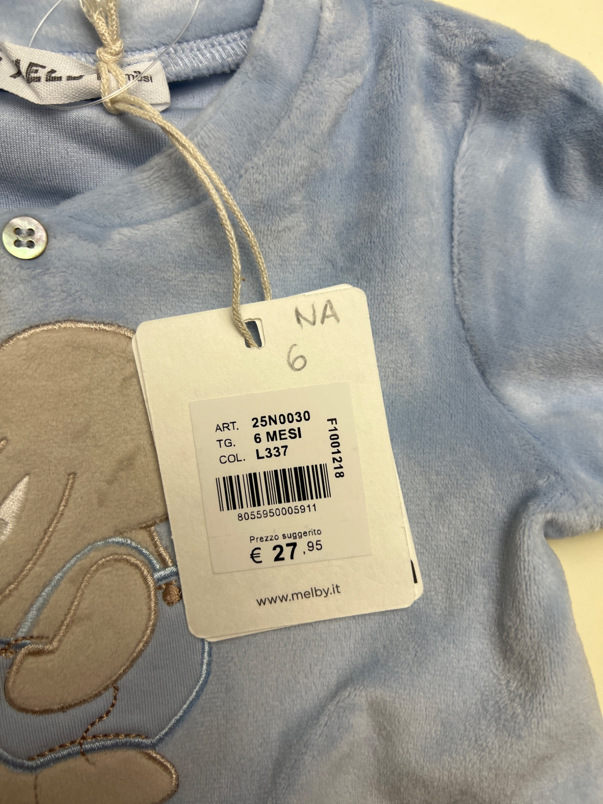 Tutina neonato Melby in ciniglia bicolore