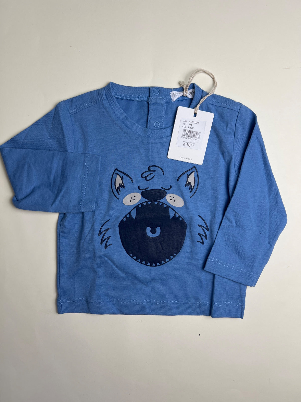 T-shirt a maniche lunghe neonato con stampa mostro