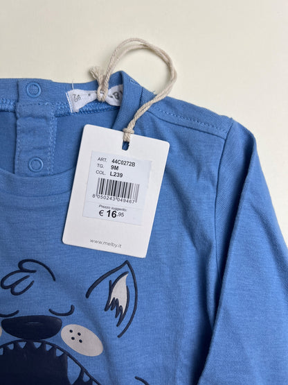 T-shirt a maniche lunghe neonato con stampa mostro