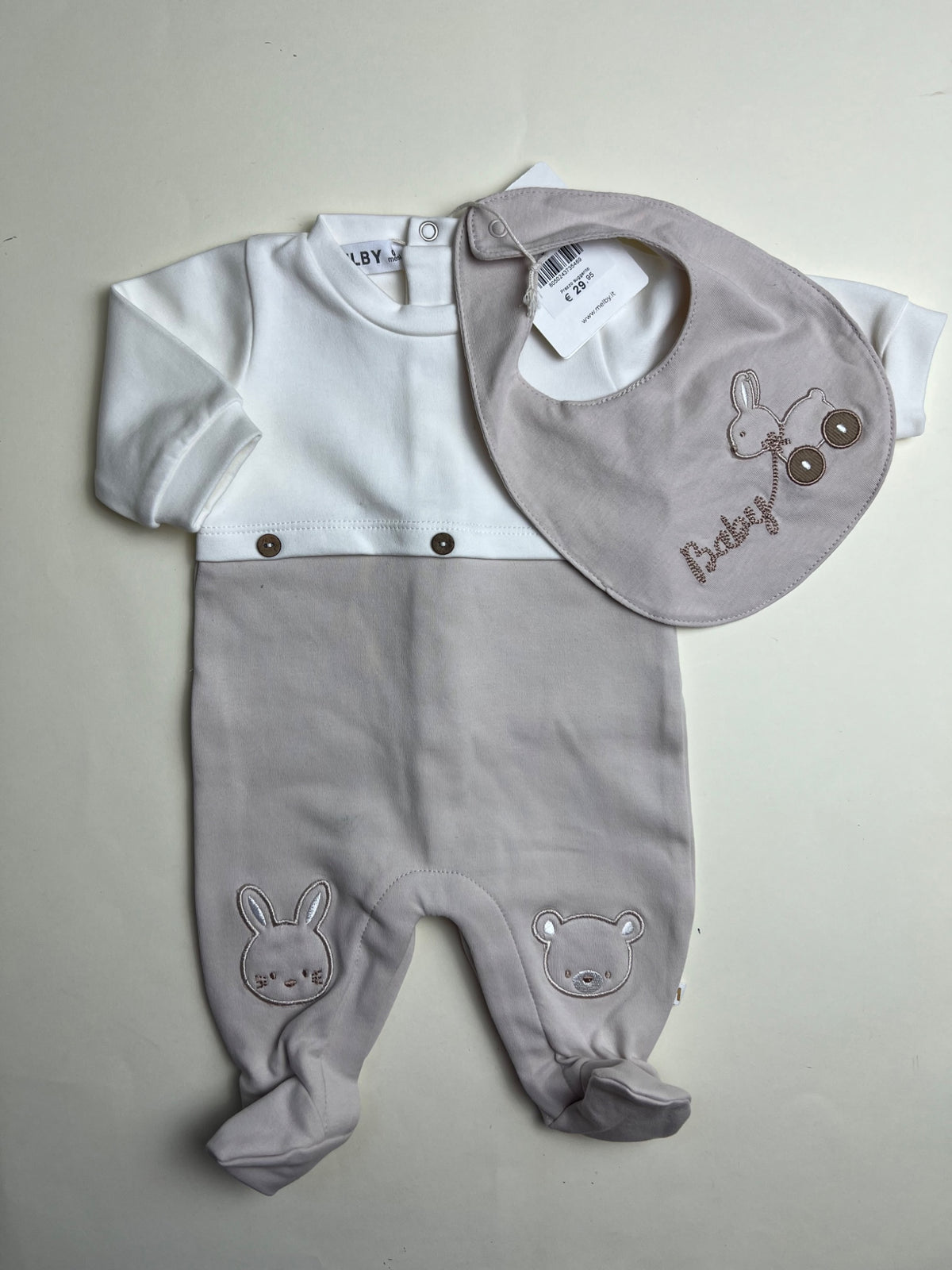 Tutina neonato con bavaglino coordinato