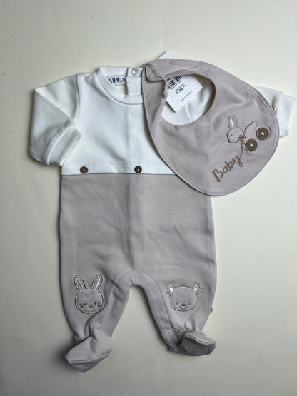 Tutina neonato con bavaglino coordinato