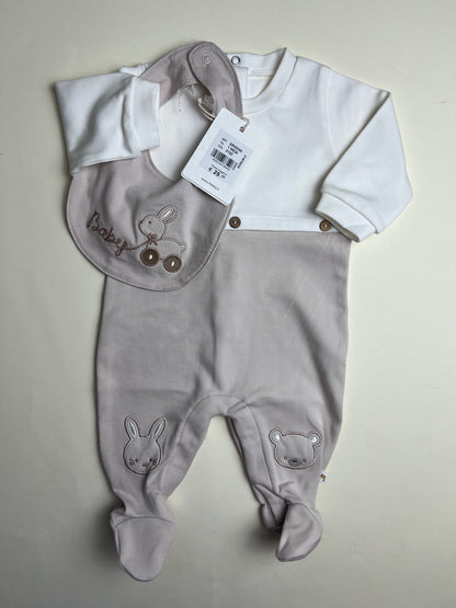 Tutina neonato con bavaglino coordinato