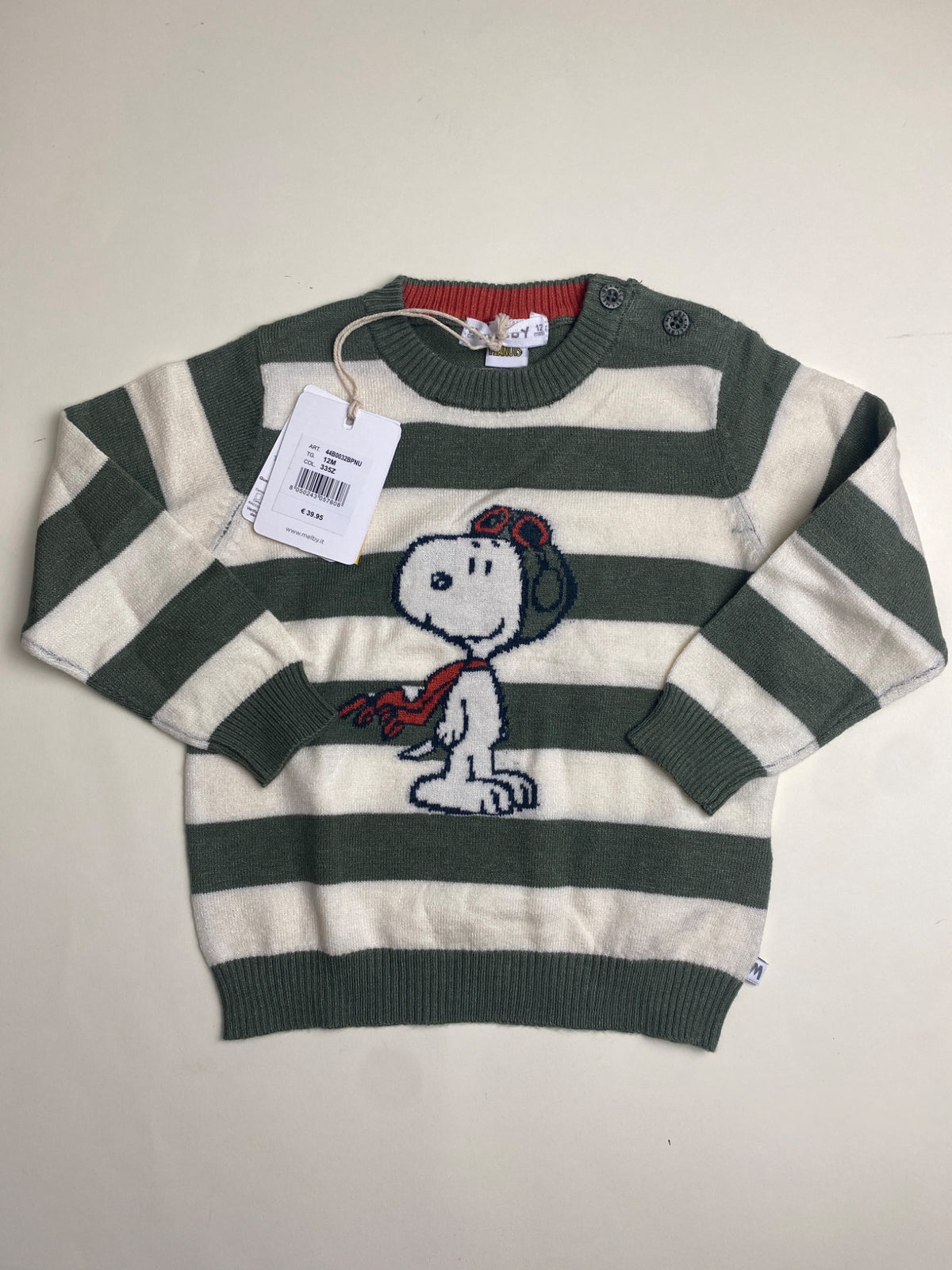 Maglione Neonato Snoopy a Righe- piccolo difetto dietro