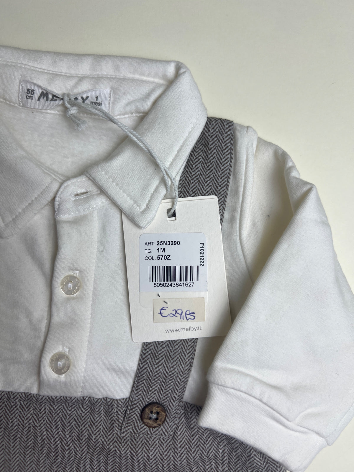 Tutina Elegante Neonato con Camicia Bianca e Salopette Grigia