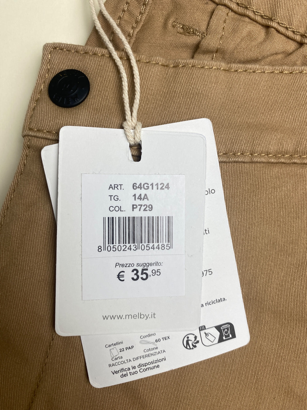 Pantaloni Chino in caldo cotone- difetto su fondo gamba