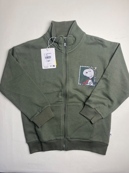 Felpa con zip Snoopy Peanuts verde a coste