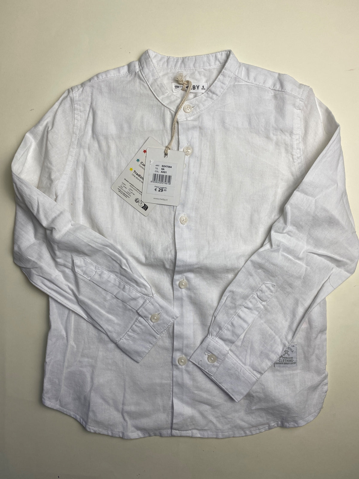  Camicia bianca collo alla Coreana - micro difetto sotto collo