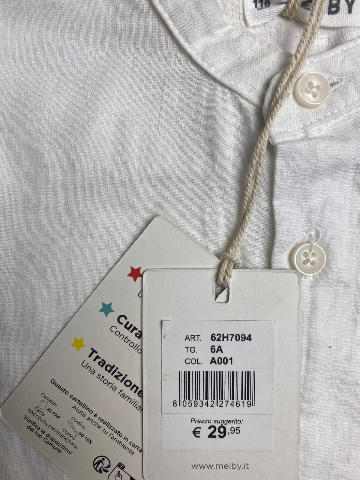  Camicia bianca collo alla Coreana - micro difetto sotto collo